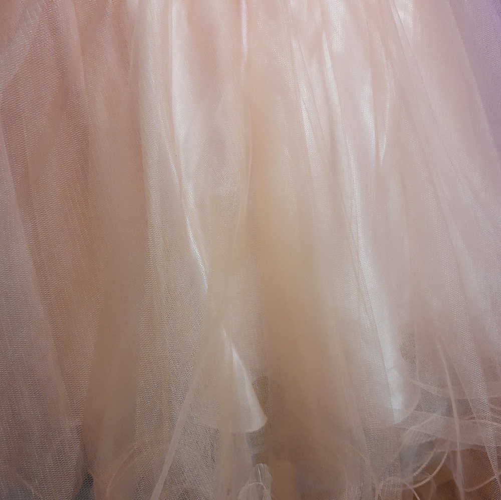 Bejeweled peach sweetheart short full skirt prom / party dress Goya London 10-12 - Picture 10 of 16